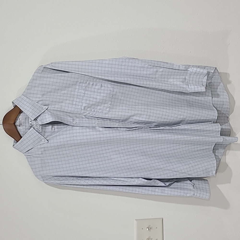 Enro Men's 2XL Long Sleeve Button UP Light Blue Brown Cross Pattern
